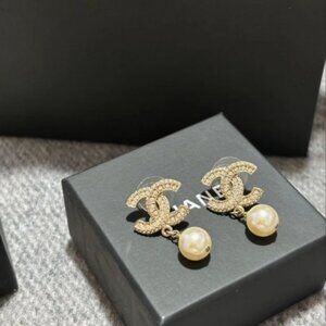 Exquisite Chanel Crystal Embellished Ear Studs